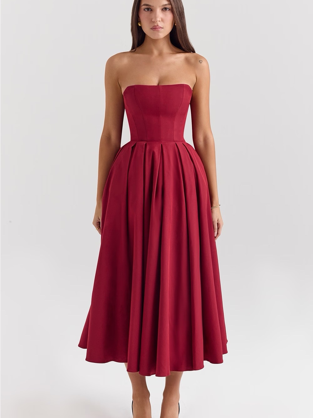 House of CB PANDORA Strapless Red Ball Gown with Back Bow - Picture 2 of 6